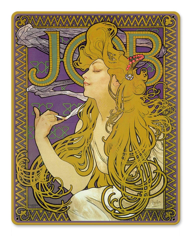 Mucha Jobs Rolling Papers Metal Sign12x15 Etsy