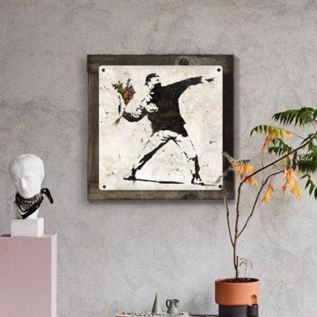 Banksy Flower Bomber, Wall Art, METAL Sign, Optional