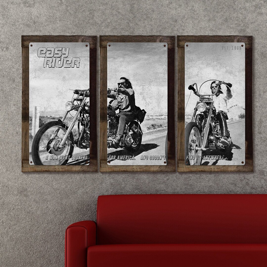 Easy Rider, Chopper, Motorcycles, METAL Sign, Triptych, 3 Panel, on ...