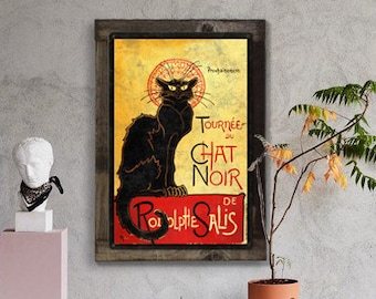 French POSTER Room Wall art Decor.Decorator's Paradise Chat Noir.Cat 219i