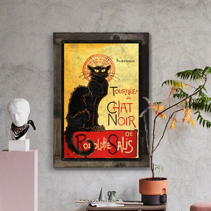 SUPERDANT Plaque Métal Vintage Chat Noir Avertissement