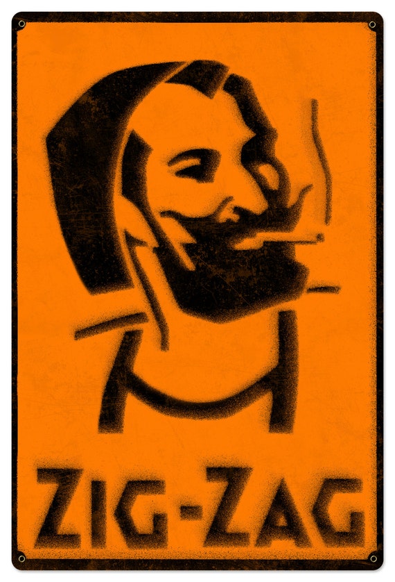 Zig Zag Man Rolling Papers Spray Art Metal Sign Etsy