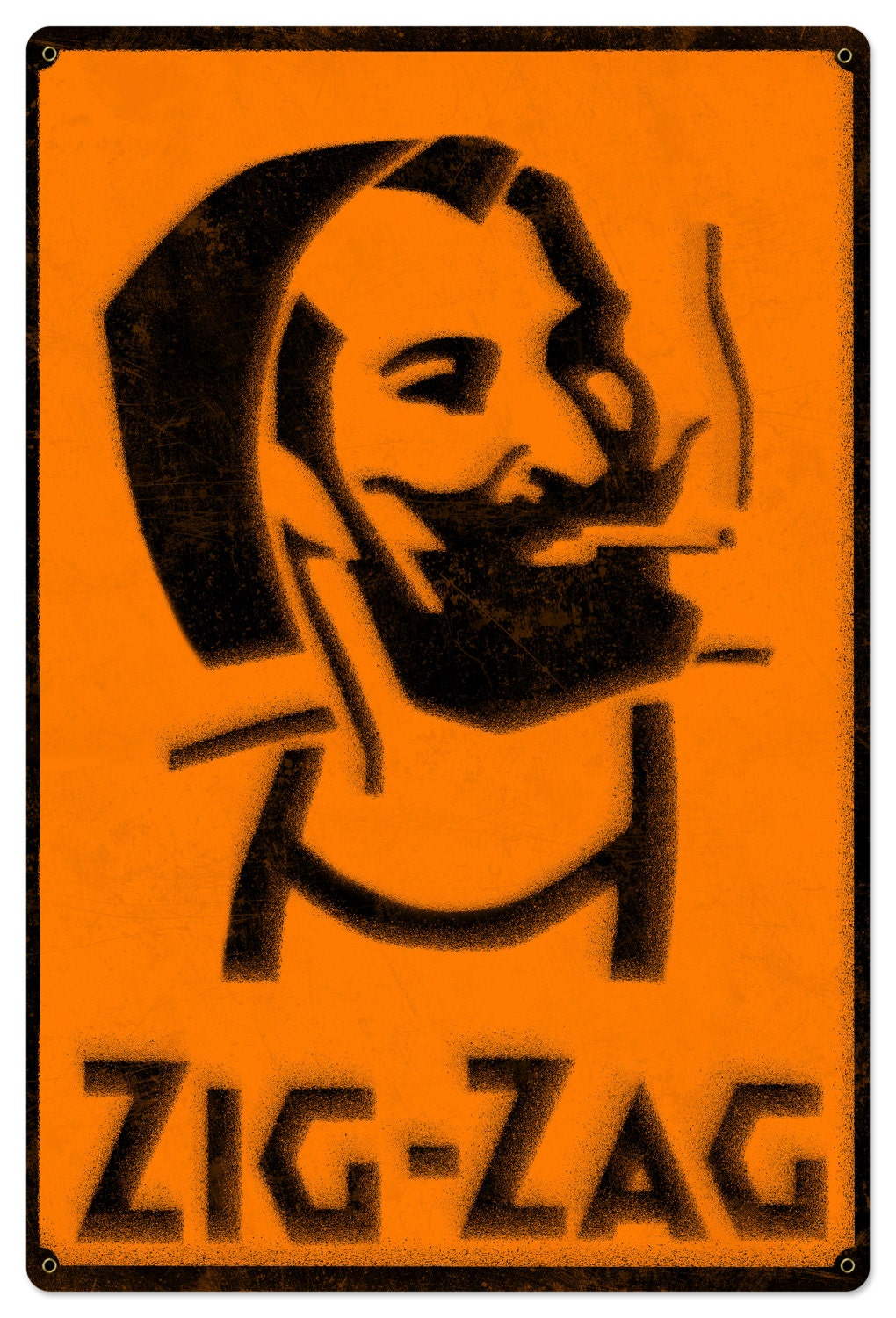 Zig-zag Man Rolling Papers Spray Art Metal Sign -  Israel