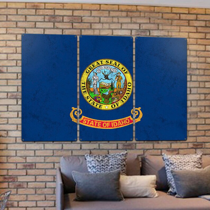 Bandera Del Estado De Idaho Grandes Papas Signo De Metal Etsy