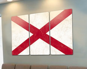 Alabama staat vlag, Sweet Home Alabama, drieluik metalen teken, Wall Decor, kunst aan de muur, vintage, 54 "x 36"