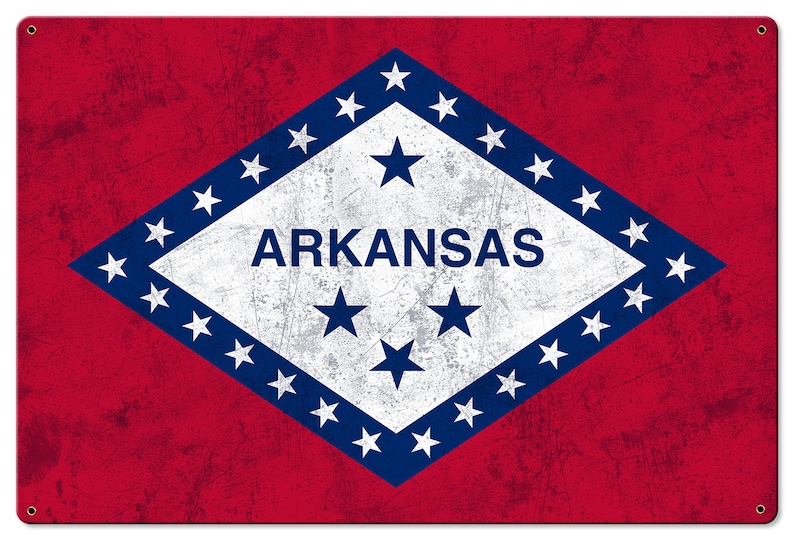 Arkansas State Flag The Land of Opportunity Metal Sign Etsy