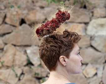 Maroon Halo Large Crown for Bridal