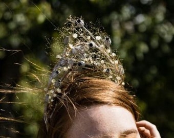 High gothic headband designed with dried wild and preserved flowers
