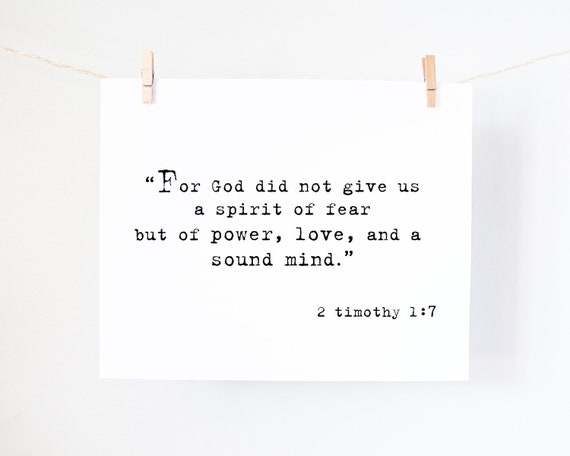 Printable Art Scripture Verse Typewriter Print - 2 Timothy 1:7 - available as a PDF 8x10