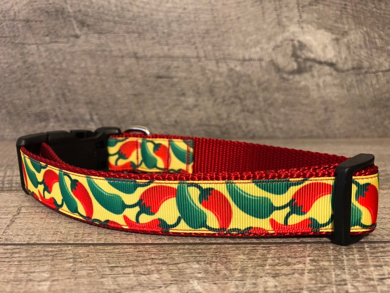 Designer 1 Width Dog Collar The Chili Peppers MediumLarge Dog Collar CupcakePups Collars Gift for Dog Lover