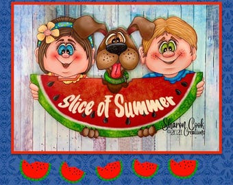 Slice of Summer ePattern Packet--by Sharon Cook (includes ePattern only; does not include wooden cutout or stencil)