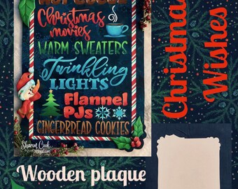 WOODEN PLAQUE for Christmas Wishes Subway Sign--by Sharon Cook (pattern NOT included)