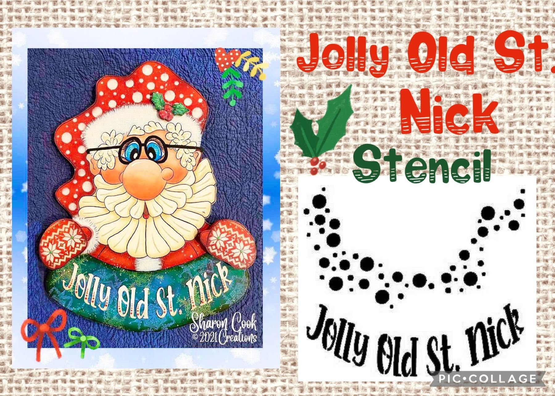 Wood Cross Stitch Ornament Kit - Jolly St. Nick