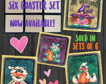 4" Coaster Set (Sold in sets of 6)--by Sharon Cook (wood coasters only)