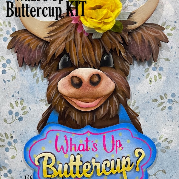 What's Up, Buttercup? KIT--by Sharon Cook (includes wooden and lettering cutouts, polka-dot and What's Up stencil; ePattern NOT included)