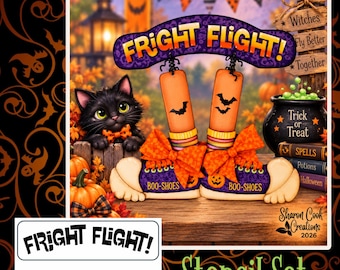 Fright Flight Boo Shoes STENCIL SET--by Sharon Cook (includes two sets of lettering stencils; ePattern and wooden cutouts not included)