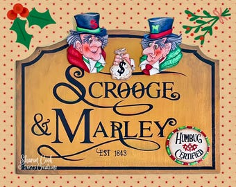 Scrooge and Marley Counting House Plaque KIT--by Sharon and Roger Cook (includes plaque, figure cutouts, and lettering stencils)