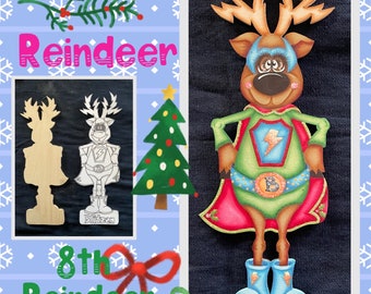 Blitzen Reindeer--Wooden Cutout--by Sharon Cook (includes one reindeer cutout only)