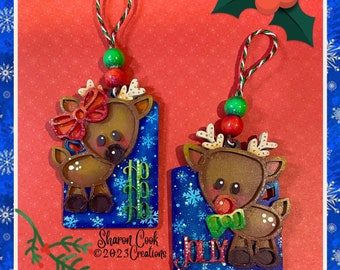 Ronda and Rusty Reindeer KIT-by Sharon Cook (includes cutouts, beads, twine, and eInstructions--which are emailed following purchase)