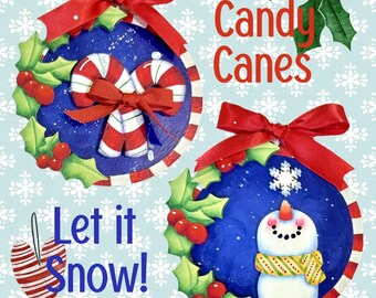 Let it Snow and Candy Canes Ornament KIT--by Sharon Cook (includes wooden cutouts, ribbon, red holiday twine, and eInstructions)