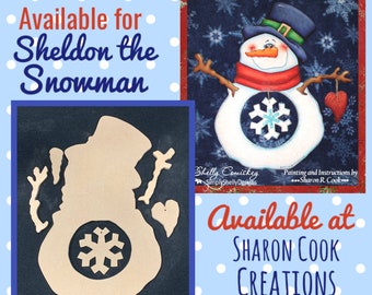 Wooden Cutout for Sneldon the Snowman, designed by Shelly Comiskey, Painted by Sharon Cook (Painting pattern not included)