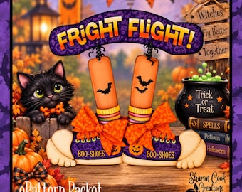 Fright Flight Boo Shoes ePattern Packet--by Sharon Cook (PDF of step-by-step instructions, progress photos, materials list, line drawing)