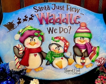 Waddle We Do? KIT--by Sharon Cook (includes plaque, penguin clothing, Waddle cutout letters; and stencil; does NOT include ePattern)