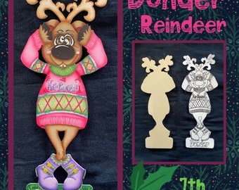 Donder Reindeer--Wooden Cutout--by Sharon Cook (includes one reindeer cutout only)