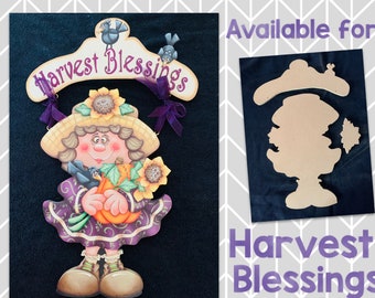 Wooden Cutout for Harvest Blessings Girl--Pattern designed by Sharon Cook (Wood Cutout ONLY; pattern is NOT included)
