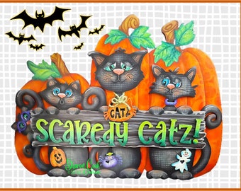 Scaredy Catz! ePattern Packet--by Sharon Cook (includes digital ePattern packet; wooden plaque and cutouts sold separately)