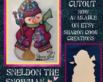 Wooden Cutout for Sneldon the Snowman -designed by Sharon Cook (Wooden Cutout ONLY; Pattern packet NOT included)