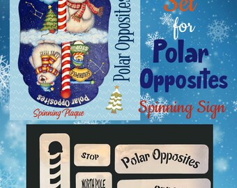 Polar Opposites Stencil SET--by Sharon Cook (includes lettering stencils and North/South Pole stencils for "Polar Opposites" design)