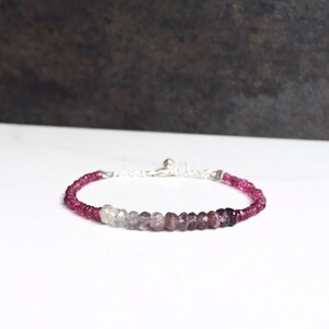 Pink Purple Tourmaline Bracelet, Thin Gemstone Stacking Bracelet October Birthstone Tourmaline Bracelet, Minimalist Bracelet Girlfriend Gift