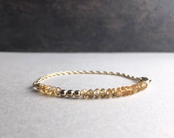 Citrine Gold Gemstone Bracelet Dainty Beaded Bracelet November Birthstone Minimalist Delicate Stacking Bracelet Jewelry Gifts For Women