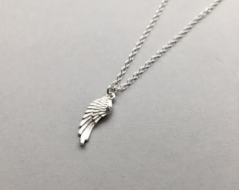 Angel Wing Necklace, Silver Wing Pendant, Thinking Of You Gift, Rainbow Baby Jewelry, Baptism Gift, Memorial Sympathy Pendants For Mothers