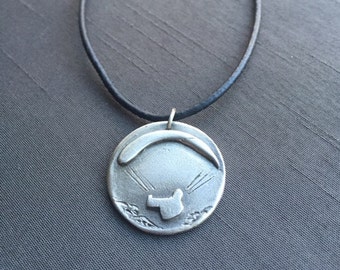 Fine Silver Paragliding Pendant – Adventure Jewelry, Pilot Gift