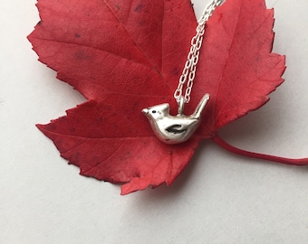 Cardinal Pendant Necklace, Pure Silver Bird Charm, Sympathy Memorial Gifts Jewelry, Christmas Remembrance Totem