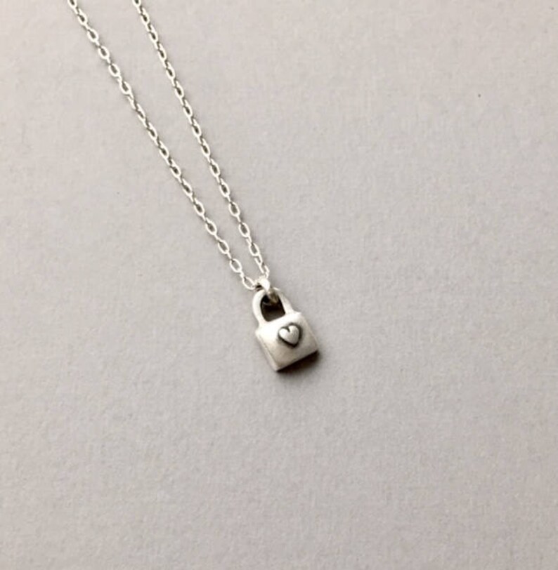 Tiny Padlock Necklace Mini Silver Dainty Image 0