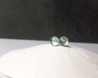 Mint Round Studs, Sea Green Post Earrings, Dainty Minimalist Jewelry, Sterling Silver Posts, Beach Lover Christmas Gifts For Best Friends