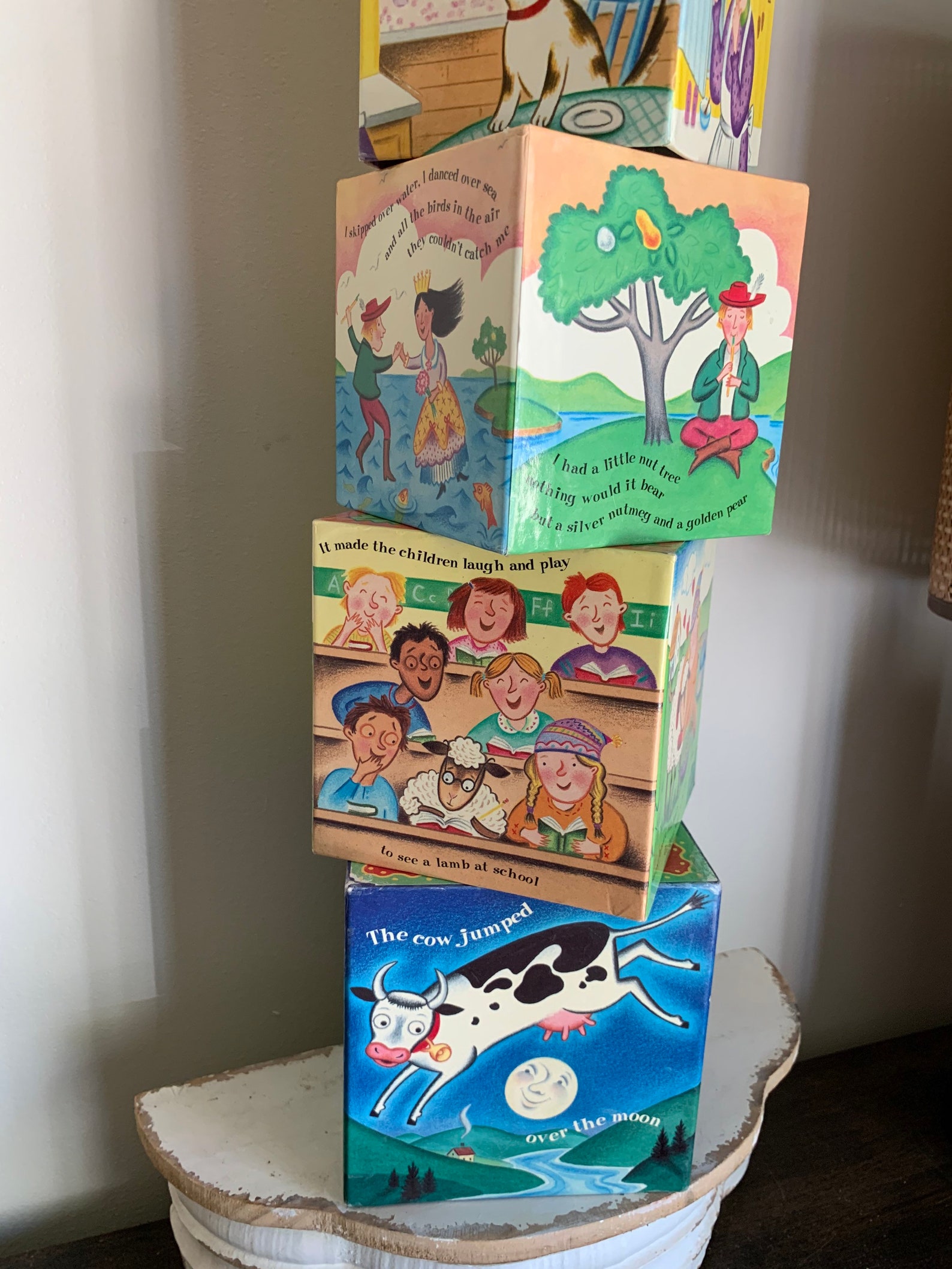 Vintage Toy Stacking Blocks Nursery Rhyme Nesting Boxes Etsy