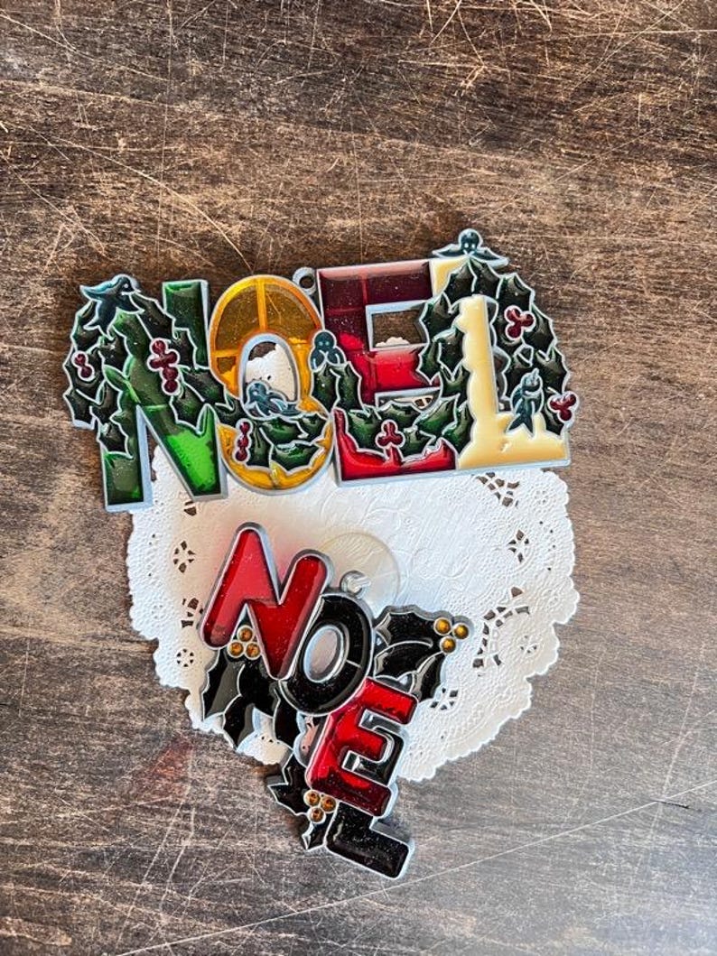 Vtg Pair NOEL Window Sun Catcher Bake It Kit Holiday Decor YOU CHOOSE