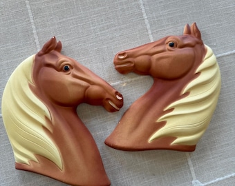Vintage Miller Studios Horse Heads Plaster Wall Decor (Set of 2)
