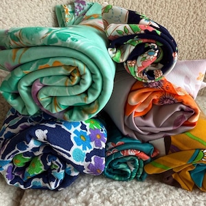 1970s Polyester Fabric |CHOICE  Mod Flower Power Floral Print, True Vintage Bright Colors