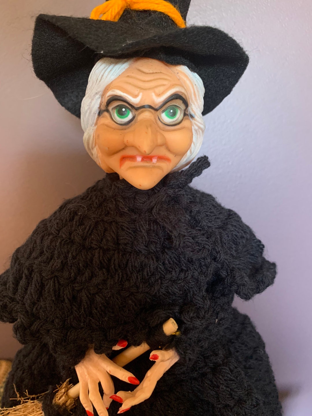 MCM Halloween Kitschy Witch Doll Crocheted Handmade Dish Etsy