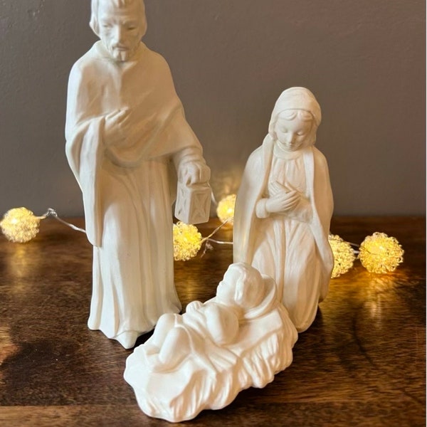 W Germany Goebel Nativity Set White Manger Scene Mary Joseph Jesus Figurines 1960  HX303C