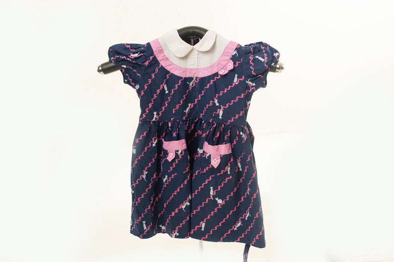 1950s Vintage Cat Dress Kitty Dress for Little Girl 3T 1940s child fashion