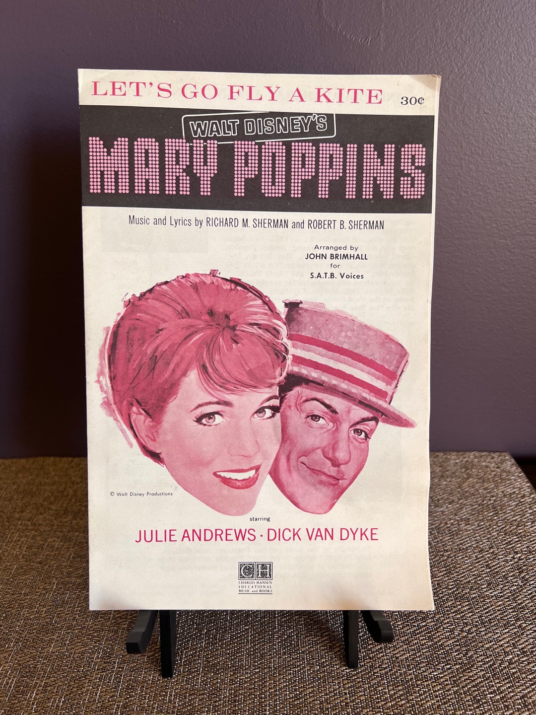 Mary Poppins Sheet Music Poster Let's Go Fly a Kite With Etsy