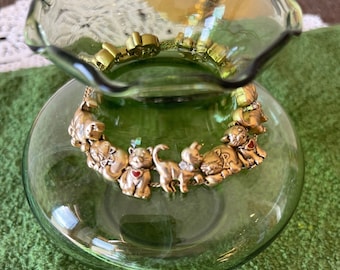 Vintage Avon Cat and Mouse Charm Bracelet Gold Kittens on a Chain Chasing Mouse Delicate Little Girl Children's Jewelry  1980