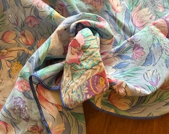 Vintage Easter  Table Cloth Bunny and Tulips. Runner Skirt Centerpiece Handmade Rabbit Spring  Decor