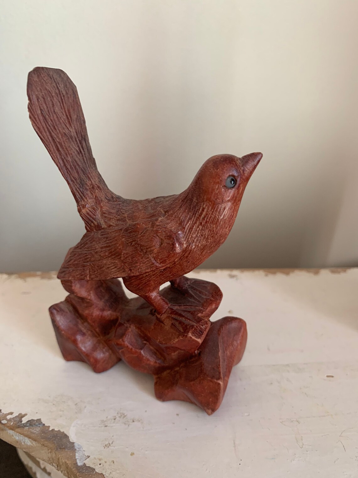 Vintage Hand Carved Bird Figurines Pair of Wooden Bird Etsy